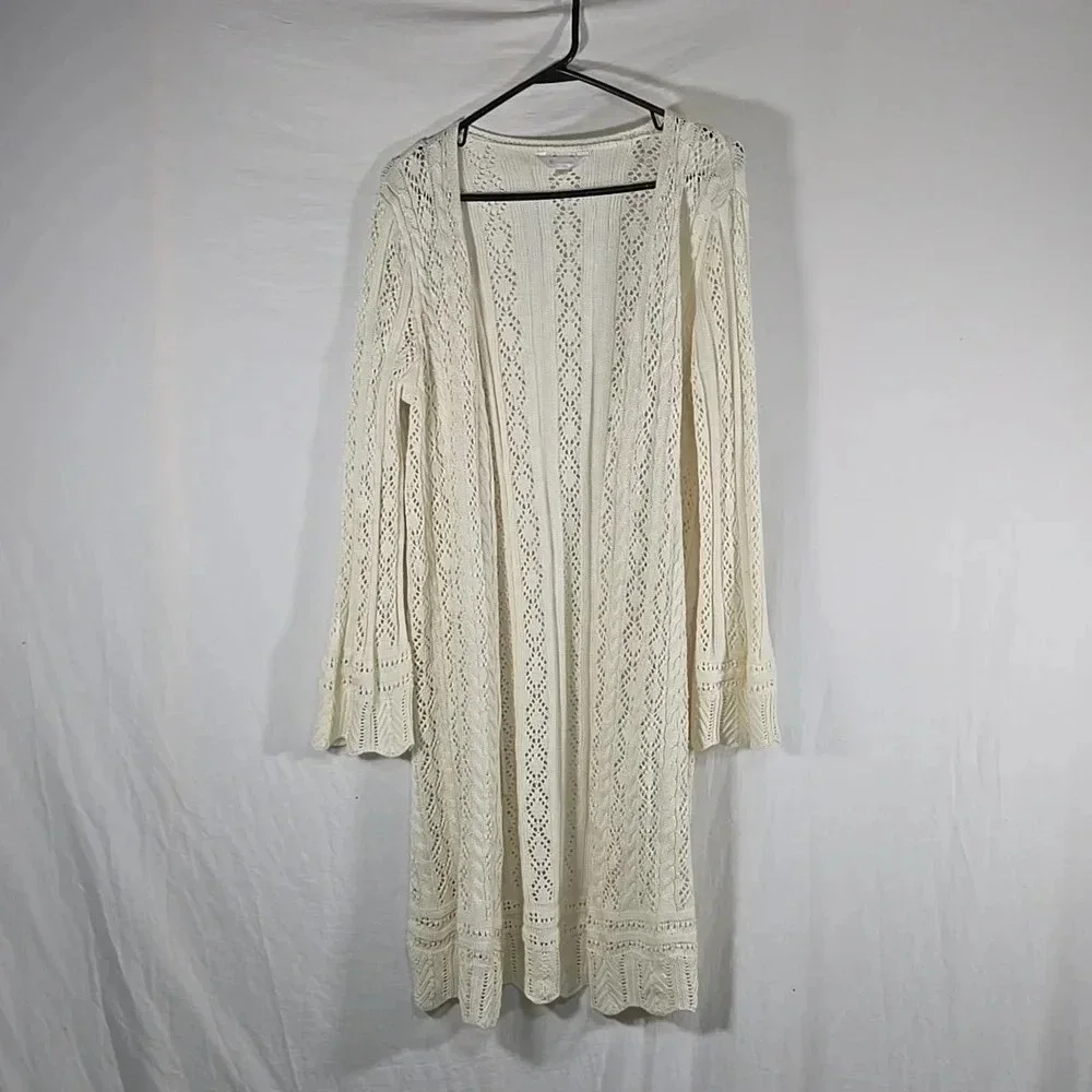 No Boundaries Crochet Bohemian Cream Long Cardigan Size XXXL - Picture 1 of 7